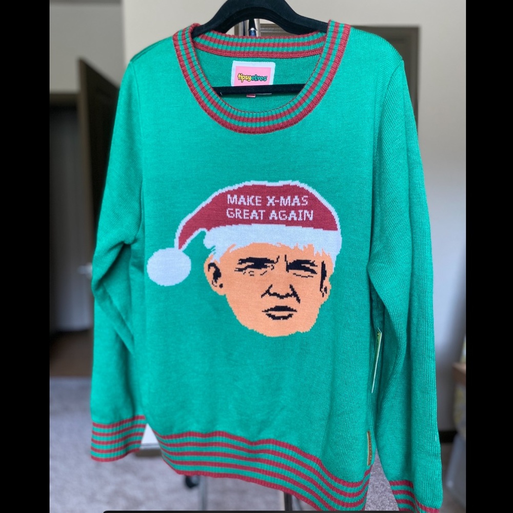 TIPSY ELVES TRUMP UGLY CHRISTMAS SWEATER XL